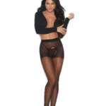 Elegant Moments - Sheer crotchless pantyhose - Black - One Size - Style EM-12017