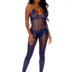 Elegant Moments - Sheer bodystocking - Midnight Blue - One Size