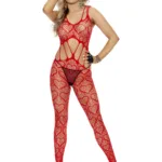 Elegant Moments - Heart net bodystocking - Red - One Size
