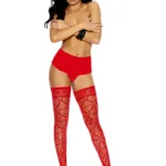 Elegant Moments - Heart net thigh high - Red - One Size