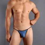1306-BLU Mesh G-String Thong Color Blue Size M - Image 5
