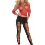 Elegant Moments - Fence net long sleeve cami top - Red - One Size