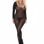 Elegant Moments - Opaque long sleeve bodystocking - Black - Queen Size