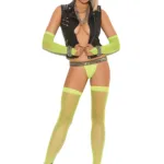 Elegant Moments - Fishnet thigh high - Neon Green - One Size