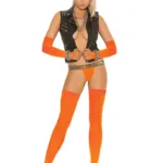 Elegant Moments - Fishnet thigh high - Neon Orange - One Size