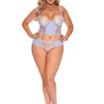 Elegant Moments - Embroidered mesh cami top - Baby Blue - 1X