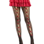 Sweetheart Striped Tights - Os - Black/red