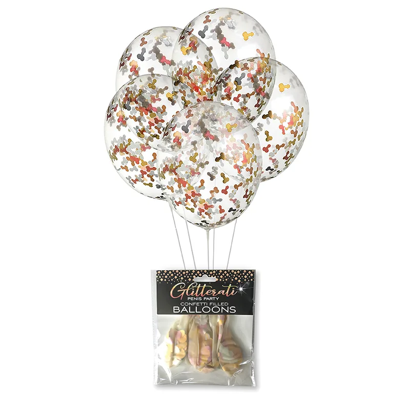 Glitterati Penis Party Confetti Filled Balloons 5-Pack - Image 3