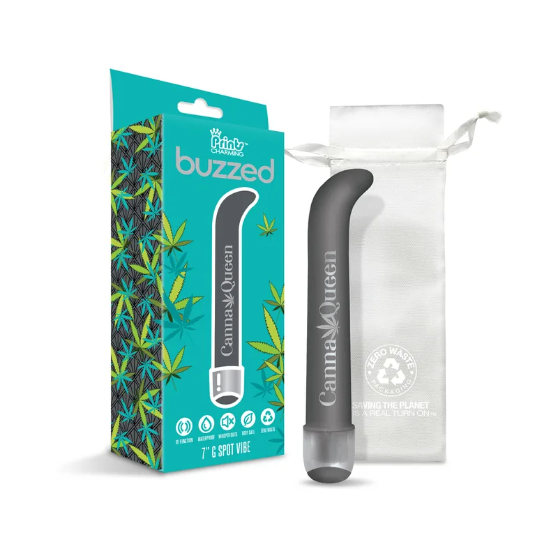 Prints Charming Buzzed 7" G-Spot Vibe - Canna Queen - Gray