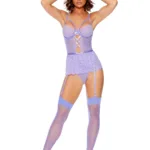 Elegant Moments - Scalloped lace slip on teddiette - Lilac - L