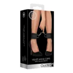 Ouch! Velvet Adjustable Ankle Cuffs With Velcro Straps Black