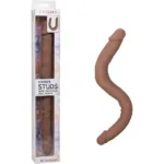 Silicone Studs Bend and Hold Dual Dong 16 Inch - Brown