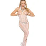 Elegant Moments - Open bust crochet bodystocking - White - One Size