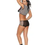Alternative view of Elegant Moments - Rowdy Referee - Mesh cami top and booty shorts - Black/White - One Size