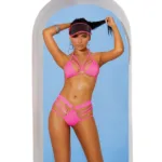 Elegant Moments - Lycra bikini top and matching high waisted short - Neon Pink - One Size - Image 3