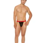 Elegant Moments - Men's striped mesh g-string pouch - Black - One Size