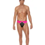 Elegant Moments - Men's lycra thong - Black/Neon Pink - L/XL