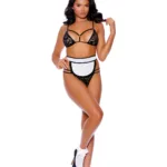 Elegant Moments - Flirty Maid - Bra top, g-string, apron and head piece - Black/White - One Size