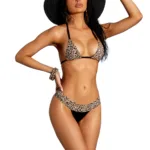 Elegant Moments - Lycra bikini top and matching thong - Black - One Size - Style EM-82484