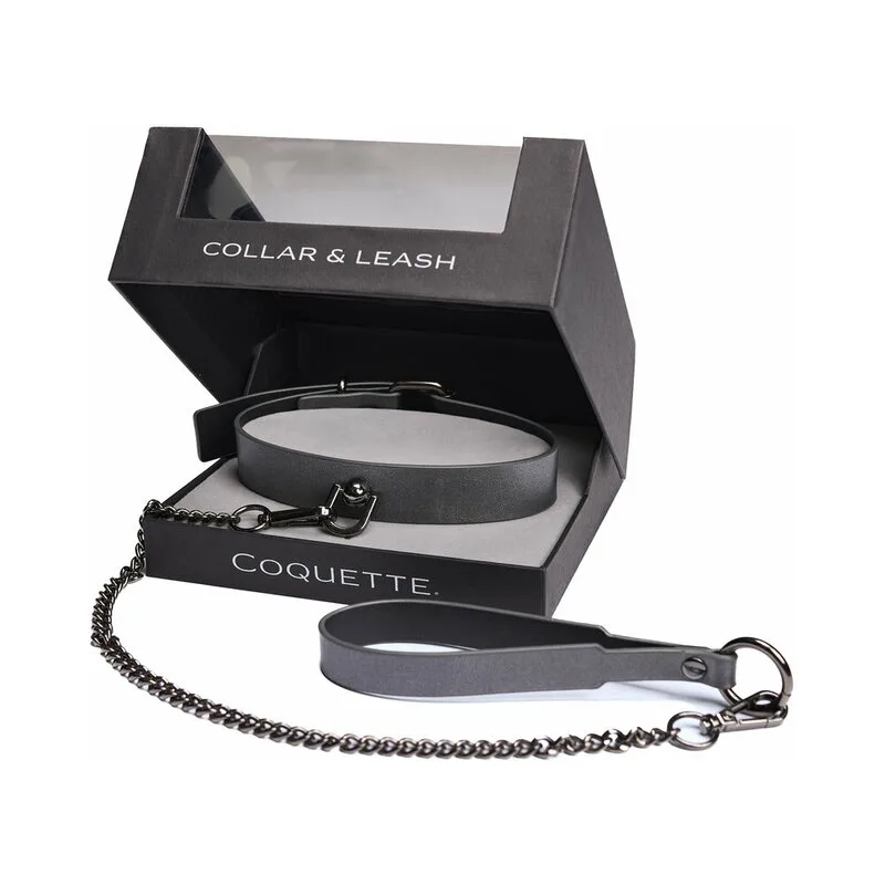 Coquette Pleasure Collar & Leash Grey