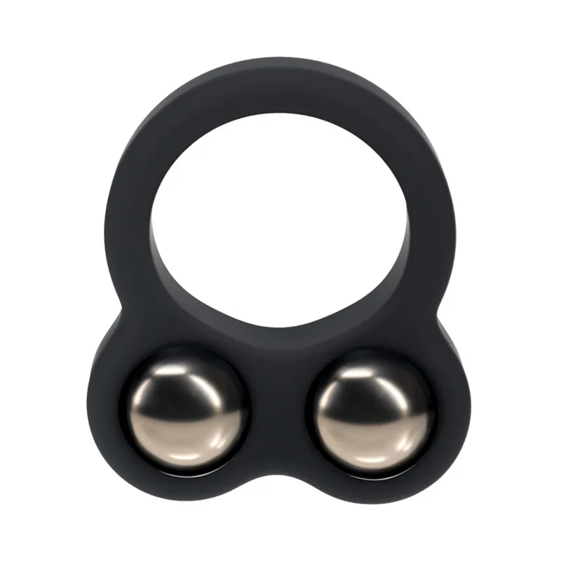 LEVELZ Liquid Silicone Double Weighted Ball Cock Ring Black
