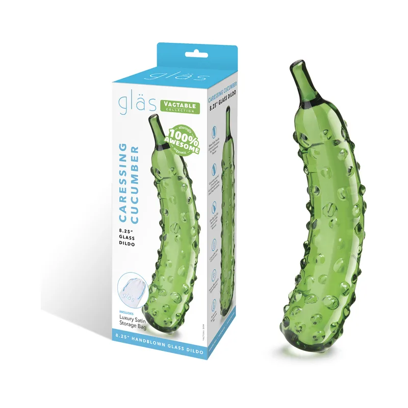 Glas Caressing Cucumber 8.25 in. Glass Dildo