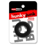 Roto Grooved Gripper-Ribbed Cockring Black Fog