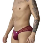 99312 Lace Jockstrap Color Burgundy Size S - Image 3