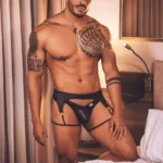 99655 Garter Thongs Color Black Size S/M - Image 4