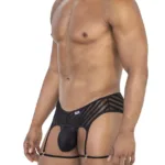 99792 Mesh Garter Thongs Color Black Size S/M - Image 3