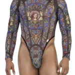 99814 Stained Glass Bodysuit Color Black-Print Size L/XL