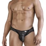 99828 Lace-Mesh Thongs Color Black Size L/XL