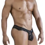 99828 Lace-Mesh Thongs Color Black Size S/M - Image 3