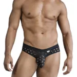 99855 Polka Mesh Briefs Color Black Size L/XL
