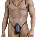 99858 Fishnet Bodysuit Color Beige-Black Size L
