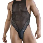 99864 Lace-Mesh Bodysuit Color Black Size L/XL