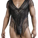 99865 Lace-Mesh Bodysuit Color Black Size L/XL