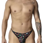 99875 Chili pepper Thongs Color Black Print Size S/M - Image 3