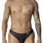 99894 Geometric Mesh Briefs Color Black Size 1-2XL