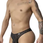 99894 Geometric Mesh Briefs Color Black Size S/M - Image 3