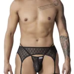 99898 Geometric Mesh Thongs Color Black Size S/M