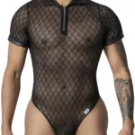 Alternative view of 99902 Geometric Mesh Bodysuit Color Black Size L/XL
