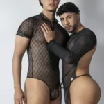 99902 Geometric Mesh Bodysuit Color Black Size L/XL