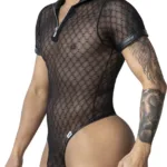 99902 Geometric Mesh Bodysuit Color Black Size S/M - Image 4