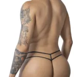 Alternative view of 99903 Geometric Mesh Thongs Color Black Size 1-2XL