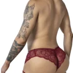 Alternative view of 99905 Garter Lace Briefs Color Burgundy Size L