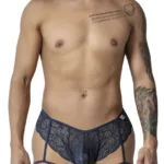 99905 Garter Lace Briefs Color Navy Size L - Image 3