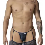 99906 Garter Lace Thongs Color Navy Size L/XL