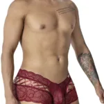 99916 Lace Trunks Color Burgundy Size M - Image 3