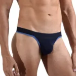 1012-NVY Borderline Thongs Color Navy Size L